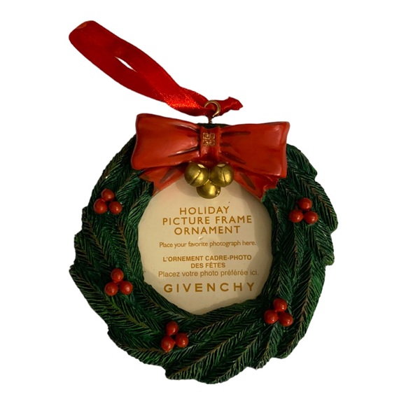 VTG Givenchy Holiday Wreath Picture Frame Christmas Tree Ornament - Picture 4 of 4